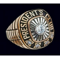 Corporate Diamond Addition 14K Gold Ring W/ Fluted Center